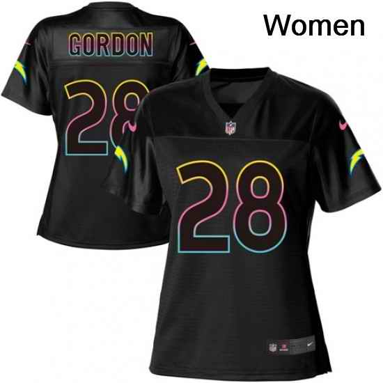 Womens Nike Los Angeles Chargers 28 Melvin Gordon Game Black Fashion NFL Jersey